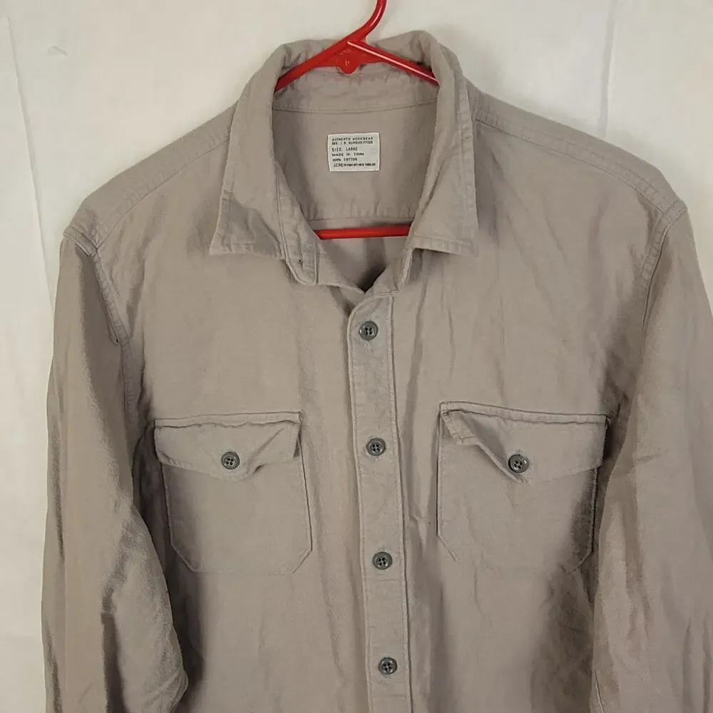 J.Crew Workwear grey button up flannel chore shirt Size Large Minimal Preppy